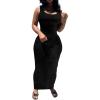 imagePINSV Womens Scoop Neck Bodycon Maxi Dress Stretchy Sleeveless Summer Tank Dress Sexy Party Club Beach SundressBlack