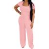 imagePINSV Womens 2 Piece Outfits Lounge Short Sleeve Tops High Waisted Wide Leg Pants Tracksuit SetsPink