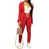imagePINSV Women Casual Blazer Open Front Long Sleeve Work Business Suit Jacket Womens Lightweight Lapel Button Blazers Jackets3369 Red