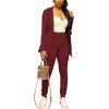 imagePINSV Women Casual Blazer Open Front Long Sleeve Work Business Suit Jacket Womens Lightweight Lapel Button Blazers JacketsFwine Red