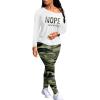 imagePINSV Womens Tracksuits 2 Piece Outfits Sweatsuits Long Sleeve Top Jogger Legging Pants SetsCamo Print