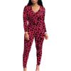 imagePINSV Womens Tracksuits 2 Piece Outfits Sweatsuits Long Sleeve Top Jogger Legging Pants SetsLeopard Print