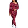 imagePINSV Womens Tracksuits 2 Piece Outfits Sweatsuits Long Sleeve Top Jogger Legging Pants SetsLeopard Print