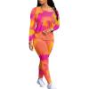 imagePINSV Womens Tracksuits 2 Piece Outfits Sweatsuits Long Sleeve Top Jogger Legging Pants SetsOrange Shade