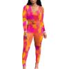 imagePINSV Womens Tracksuits 2 Piece Outfits Sweatsuits Long Sleeve Top Jogger Legging Pants SetsOrange Shade