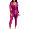 imagePINSV Womens Tracksuits 2 Piece Outfits Sweatsuits Long Sleeve Top Jogger Legging Pants SetsPink Print