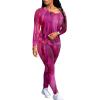 imagePINSV Womens Tracksuits 2 Piece Outfits Sweatsuits Long Sleeve Top Jogger Legging Pants SetsPink Print