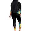 imagePINSV Womens Tracksuits 2 Piece Outfits Sweatsuits Long Sleeve Top Jogger Legging Pants SetsRose Leopard Print