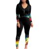 imagePINSV Womens Tracksuits 2 Piece Outfits Sweatsuits Long Sleeve Top Jogger Legging Pants SetsRose Leopard Print