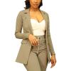 imagePINSV Women Casual Blazer Open Front Long Sleeve Work Business Suit Jacket Womens Lightweight Lapel Button Blazers JacketsGbrown