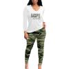 imagePINSV Womens Tracksuits 2 Piece Outfits Sweatsuits Long Sleeve Top Jogger Legging Pants SetsCamo Print