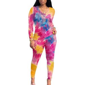 imagePINSV Womens Tracksuits 2 Piece Outfits Sweatsuits Long Sleeve Top Jogger Legging Pants SetsPink Shade