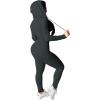 imagePINSV Women Two Piece Outfits Workout Sets Bodycon Tracksuit Long Sleeve Zip Up Hoodie Jacket Jogger Matching Sweat Pants SetDark Grey