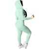imagePINSV Women Two Piece Outfits Workout Sets Bodycon Tracksuit Long Sleeve Zip Up Hoodie Jacket Jogger Matching Sweat Pants SetMint Green