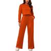 imagePINSV Womens 2 Piece Outfits Sweatsuit Set Long Sleeve Crop Top Drawstring Wide Leg Pants with Pockets Tracksuits Casual SetOrange