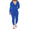 imagePINSV Women Two Piece Outfits Workout Sets Bodycon Tracksuit Long Sleeve Zip Up Hoodie Jacket Jogger Matching Sweat Pants Set Blue A XXL