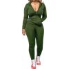 imagePINSV Women Two Piece Outfits Workout Sets Bodycon Tracksuit Long Sleeve Zip Up Hoodie Jacket Jogger Matching Sweat Pants Set Dark Green B S