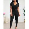 imageLounge Sets for Women 2 Piece Summer Casual Jogger Workout Outfits Short Tops Long Pant Sweat suit leggings setBlack