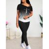 imageLounge Sets for Women 2 Piece Summer Casual Jogger Workout Outfits Short Tops Long Pant Sweat suit leggings setBlack C