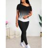 imageLounge Sets for Women 2 Piece Summer Casual Jogger Workout Outfits Short Tops Long Pant Sweat suit leggings setBlack Gradient