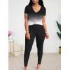 imageLounge Sets for Women 2 Piece Summer Casual Jogger Workout Outfits Short Tops Long Pant Sweat suit leggings setBlack Gradient