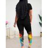 imageLounge Sets for Women 2 Piece Summer Casual Jogger Workout Outfits Short Tops Long Pant Sweat suit leggings setBlack Splatter Print