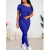 imageLounge Sets for Women 2 Piece Summer Casual Jogger Workout Outfits Short Tops Long Pant Sweat suit leggings setBlue
