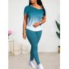 imageLounge Sets for Women 2 Piece Summer Casual Jogger Workout Outfits Short Tops Long Pant Sweat suit leggings setDark Green Gradient