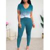 imageLounge Sets for Women 2 Piece Summer Casual Jogger Workout Outfits Short Tops Long Pant Sweat suit leggings setDark Green Gradient