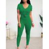 imageLounge Sets for Women 2 Piece Summer Casual Jogger Workout Outfits Short Tops Long Pant Sweat suit leggings setForestgreen