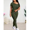 imageLounge Sets for Women 2 Piece Summer Casual Jogger Workout Outfits Short Tops Long Pant Sweat suit leggings setGreen
