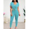 imageLounge Sets for Women 2 Piece Summer Casual Jogger Workout Outfits Short Tops Long Pant Sweat suit leggings setGreen C