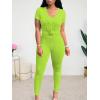 imageLounge Sets for Women 2 Piece Summer Casual Jogger Workout Outfits Short Tops Long Pant Sweat suit leggings setGreenyellow