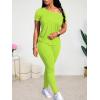 imageLounge Sets for Women 2 Piece Summer Casual Jogger Workout Outfits Short Tops Long Pant Sweat suit leggings setGreenyellow