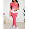 imageLounge Sets for Women 2 Piece Summer Casual Jogger Workout Outfits Short Tops Long Pant Sweat suit leggings setPink Gradient