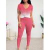 imageLounge Sets for Women 2 Piece Summer Casual Jogger Workout Outfits Short Tops Long Pant Sweat suit leggings setPink Gradient