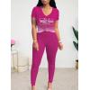 imageLounge Sets for Women 2 Piece Summer Casual Jogger Workout Outfits Short Tops Long Pant Sweat suit leggings setPurple Gradient