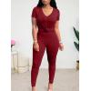 imageLounge Sets for Women 2 Piece Summer Casual Jogger Workout Outfits Short Tops Long Pant Sweat suit leggings setRed
