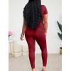 imageLounge Sets for Women 2 Piece Summer Casual Jogger Workout Outfits Short Tops Long Pant Sweat suit leggings setRed