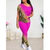 imageLounge Sets for Women 2 Piece Summer Casual Jogger Workout Outfits Short Tops Long Pant Sweat suit leggings setRose Pink Leopard Print