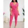 imageLounge Sets for Women 2 Piece Summer Casual Jogger Workout Outfits Short Tops Long Pant Sweat suit leggings setRose Red