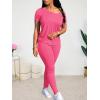 imageLounge Sets for Women 2 Piece Summer Casual Jogger Workout Outfits Short Tops Long Pant Sweat suit leggings setRose Red