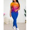 imageLounge Sets for Women 2 Piece Summer Casual Jogger Workout Outfits Short Tops Long Pant Sweat suit leggings setRose Red Orange Blue Gradient