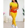 imageLounge Sets for Women 2 Piece Summer Casual Jogger Workout Outfits Short Tops Long Pant Sweat suit leggings setYellow Orange Gradient