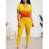 imageLounge Sets for Women 2 Piece Summer Casual Jogger Workout Outfits Short Tops Long Pant Sweat suit leggings setYellow Orange Gradient