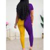 imageLounge Sets for Women 2 Piece Summer Casual Jogger Workout Outfits Short Tops Long Pant Sweat suit leggings setYellow Purple Contrasting Print