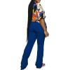 imagePINSV Women 2 Piece Outfits Short Sleeve Top and Flare Pants Lounge Sets TracksuitBlue C