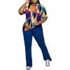 imagePINSV Women 2 Piece Outfits Short Sleeve Top and Flare Pants Lounge Sets TracksuitBlue C