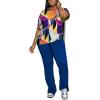 imagePINSV Women 2 Piece Outfits Short Sleeve Top and Flare Pants Lounge Sets TracksuitBlue C