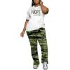 imagePINSV Women 2 Piece Outfits Short Sleeve Top and Flare Pants Lounge Sets TracksuitCamouflage